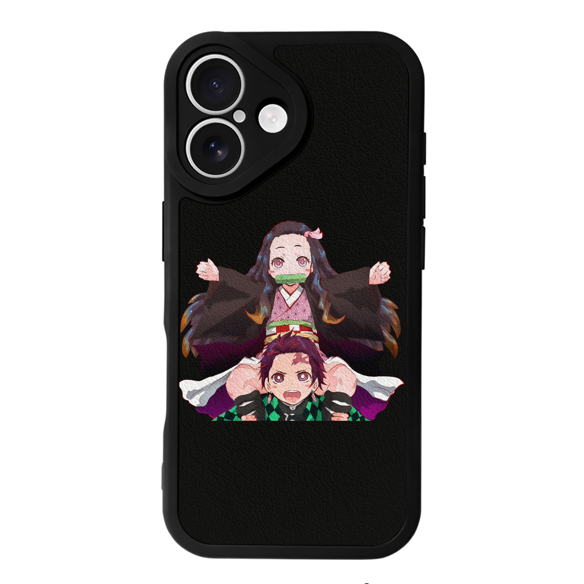 （画像用） 鬼滅の刃（きめつのやいば）竈門 禰󠄀豆子／かまど ねずこ Kamado Nezuko 【iPhone 16シリーズ対応】シリコンスマホケース（レザー調） 材質：シリコン